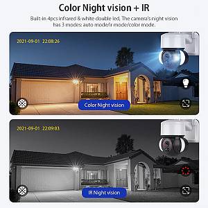 SECTEC smart ηλιακή κάμερα ST-S518M-3M με προβολείς, 3MP, Wi-Fi, PTZ ST-S518M-3M