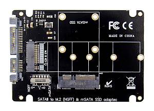 POWERTECH κάρτα μετατροπής 2.5 SATA σε M.2 B & mSATA SSD ST525, 6Gbps ST525