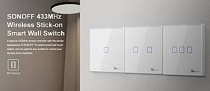 SONOFF smart διακόπτης T2EU3C-RF 433MHz, αφής, τριπλός, λευκός T2EU3C-RF