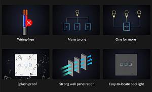 SONOFF smart διακόπτης T2EU3C-RF 433MHz, αφής, τριπλός, λευκός T2EU3C-RF