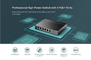 TP-LINK desktop switch TL-SF1006P, 6-Port 10/100Mbps, 4x PoE+, Ver. 1.0 TL-SF1006P