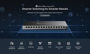 TP-LINK JetStream switch TL-SG2016P, 16-Port Gigabit, 8x PoE+, Ver. 1.0 TL-SG2016P