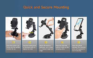 ULEFONE βάση smartphone αυτοκινήτου UAN15 για ταμπλό, 58-100mm x 120mm, μαύρη UAN15