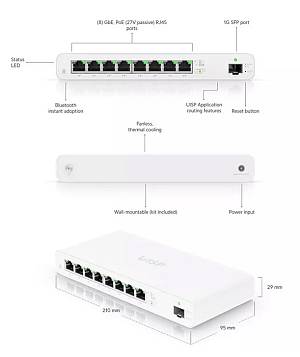 UBIQUITI router UISP-R, 8x Gigabit Ethernet Θύρες, 1000Mbps, PoE 30W UISP-R