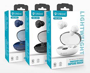CELEBRAT earphones με θήκη φόρτισης TWS-W32, True Wireless, Φ8mm, μαύρα W32-BK