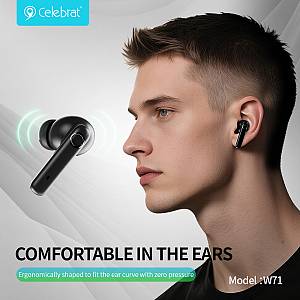CELEBRAT earphones με θήκη φόρτισης W71, True Wireless, 10mm, 30/200mAh, λευκά W71-WH