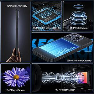 OUKITEL smartphone WP52, 6.6, 4/256GB, 5G, 6500mAh, IP68/IP69K, μαύρο WP52-BK