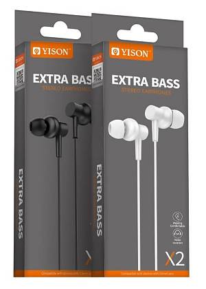 YISON earphones με μικρόφωνο X2, 3.5mm σύνδεση, Φ10mm, 1.36m, λευκά X2-WH