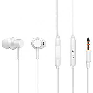 YISON earphones με μικρόφωνο X2, 3.5mm σύνδεση, Φ10mm, 1.36m, λευκά X2-WH