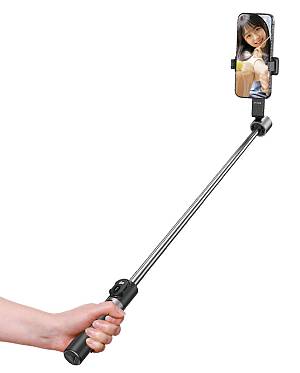 USAMS selfie stick ZB324 με τρίποδο, έως 110cm, Bluetooth, μαύρο ZB32401
