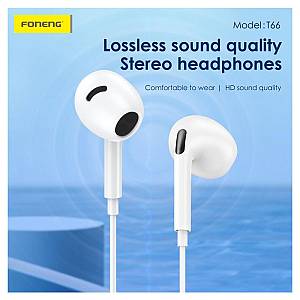 Hands Free Stereo Foneng T66 3.5mm Λευκό