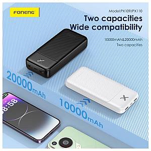 Φορτιστής Ανάγκης Foneng PX110 10W 20000mAh με 2 Θύρες USB A Μαύρο