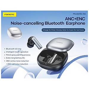 True Wireless Ακουστικά Bluetooth Foneng BL166 Sliding-Lid ANC+ENC Ασημί