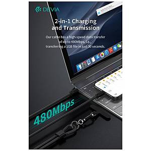 Καλώδιο Σύνδεσης USB 2.0 Woven Adjustable Lanyard Devia EC428 USB C σε USB C PD 60W 1.6m Cable Pro5 Μαύρο