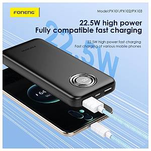Φορτιστής Ανάγκης Foneng PX102 PD 22.5W 20000mAh με 2 Θύρες USB A & 1 Θύρα USB C Λευκό