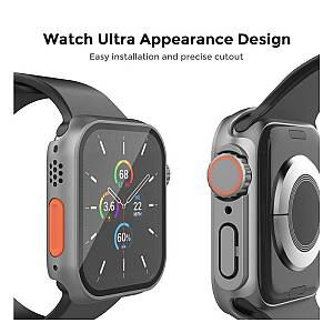 Θήκη PC με Tempered Glass Ahastyle WG115 Apple Watch 7/ 8/ 9 45mm Upgrade σε Ultra Γκρι