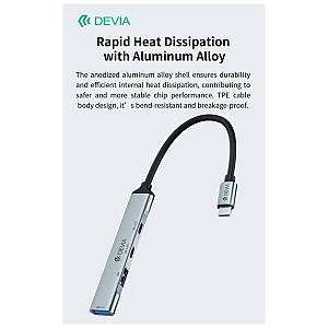 Hub USB C Devia EC707 4 σε 1 2xUSB A & 2xUSB C Lite1 Γκρι