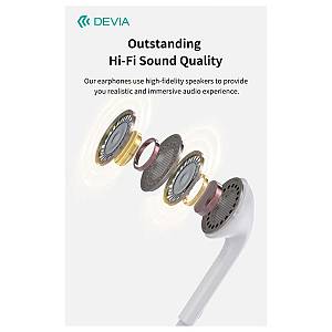 Hands Free Stereo A3 Devia EM108 3.5mm Kintone Λευκό