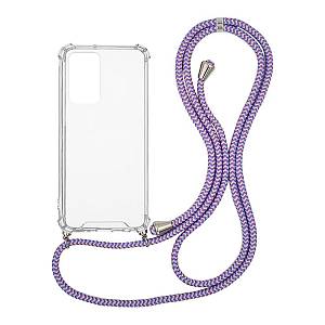Θήκη Σιλικόνης με Κορδόνι Sonique Armor Clear Xiaomi Redmi Note 11 4G / Redmi Note 11S Rainbow Λιλά