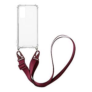 Θήκη Σιλικόνης με Strap Sonique Armor Clear Xiaomi Redmi Note 11 4G / Redmi Note 11S Μπορντό