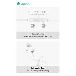 Hands Free Stereo Devia EM106 A2 3.5mm Kintone Λευκό