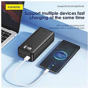 Φορτιστής Ανάγκης Foneng PX101 PD 22.5W 10000mAh με 2 Θύρες USB A & 1 Θύρα USB C Λευκό