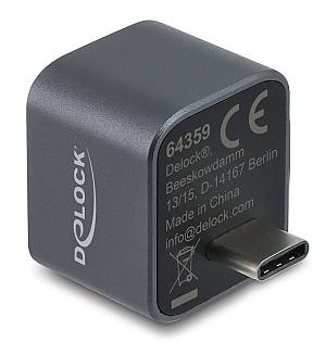 DELOCK mini USB hub 64359, 2x θυρών, USB 3.2, 10Gbps, USB-C σύνδεση, γκρι 64359