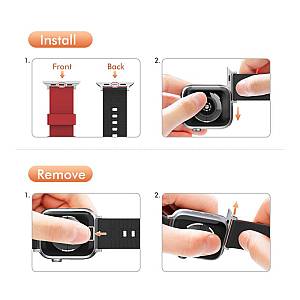 Λουράκι Σιλικόνης Ahastyle WA11 Duotone Premium Silicone Apple Watch (38/ 40/ 41/ 42mm) Σκούρο Κόκκινο-Μαύρο