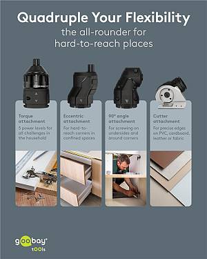 GOOBAY 4 σε 1 κατσαβίδι μπαταρίας με μύτες & εξαρτήματα 77817, LED φακός, 1500mAh 77817