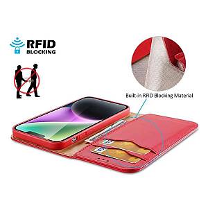 Θήκη Δερμάτινη Dux Ducis Hivo RFID Wallet Apple iPhone 15 Pro Κόκκινο