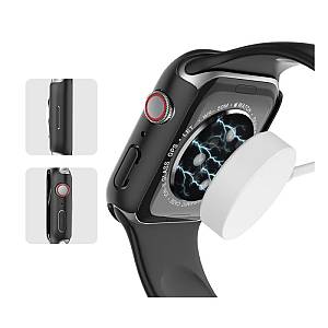 Θήκη PC Ahastyle WG59 Apple Watch 7 41mm Ματ Διάφανο & Μαύρο (2 τεμ.)