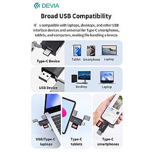 Hub USB A + USB C To SD/TF Devia EL239 2 σε 1 Card Reader Smart Μαύρο