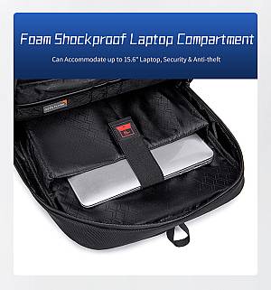 ARCTIC HUNTER τσάντα πλάτης B00111 με θήκη laptop 15.6, 20L, μαύρη B00111-BK