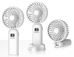 BRUNO φορητός ανεμιστήρας χειρός επαναφορτιζόμενος BRN-0236, με βάση, λευκός-γκρι BRN-0236