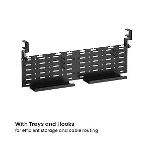 BRATECK cable management γραφείου CC11-20-2, μεταλλικό, 768x63x307mm, μαύρο CC11-20-2