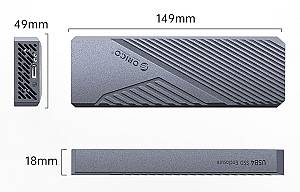 ORICO θήκη για M.2 NVME SSD CNM2-G20, 20Gbps, γκρι CNM2-G20-GY-BP