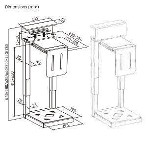 BRATECK βάση γραφείου για PC CPB29-01, universal, μεταλλική, έως 30kg CPB29-01