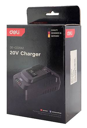 DELI φορτιστής μπαταριών εργαλείων μπαταρίας DE-CD20A2, 1 θέση, 20V 2Α DE-CD20A2