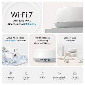 TP-LINK Home Mesh WiFi 7 System Deco BE25, 3600Mbps ΒΕ3600, V1.0 DECO-BE25