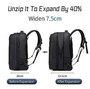 ARCTIC HUNTER τσάντα ταξιδίου LG00861 με θήκη laptop 15.6, τροχήλατη, 42L/54L, μαύρη LG00861-BK