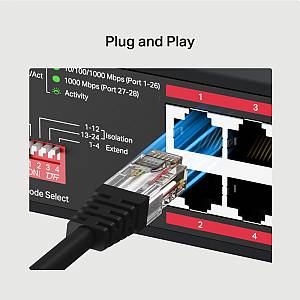 MERCUSYS rackmount switch MS128GP, 28x Gigabit θύρες, PoE+, V1.0 MS128GP