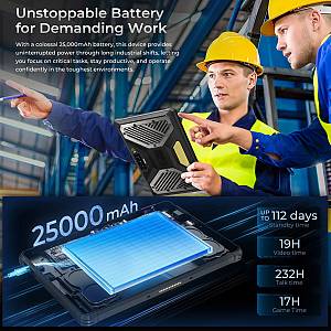 OUKITEL tablet RT10, 11, 12/512GB, 25000mAh, IP68/IP69K/MIL-STD-810H, 5G, μαύρο RT10