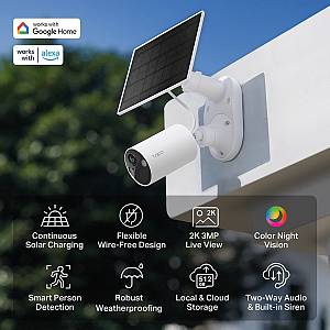 TP-LINK smart ηλιακή κάμερα Tapo C410 KIT, 2K/3MP, WiFi, IP65, V2.0 TAPO-C410KIT