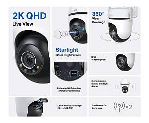 TP-LINK smart κάμερα Tapo C520WS, 2K, WiFi, PTZ, IP66, V2.0 TAPO-C520WS