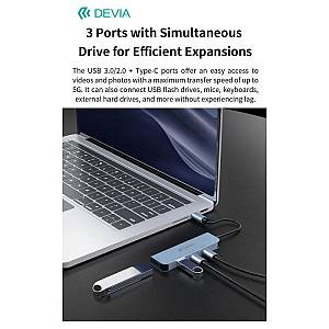 Hub USB C Devia EC700 4 σε 1 PD 100W Leopard Γκρι