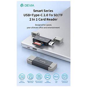 Hub USB A + USB C To SD/TF Devia EL239 2 σε 1 Card Reader Smart Μαύρο