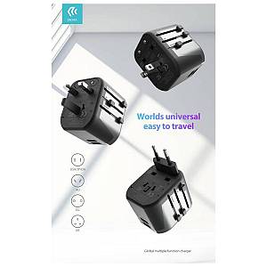 Αντάπτορας Global Πολλαπλών Λειτουργιών Devia EA206 EU, UK, US & 2xUSB A Μαύρο