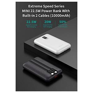 Φορτιστής Ανάγκης Devia EP202 MINI 22.5W 10000mAh με 2 Ενσωματωμένα Καλώδια Extreme Speed Γκρι
