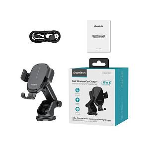 Universal Βάση Στήριξης Ταμπλό & Παρμπρίζ Αυτοκινήτου Choetech T203-F Gravity με Ασύρματη Φόρτιση 15W Μαύρο