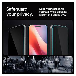 Tempered Glass Full Face Spigen Glas.tR EZ-FIT Privacy Apple iPhone 16 Pro/ 17/ 17 Pro (2 τεμ.)